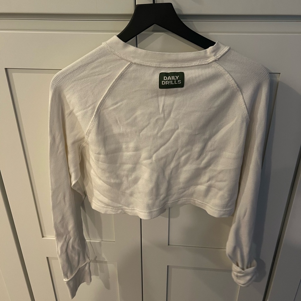 Daily Drills Cream Ribbed Crop Top